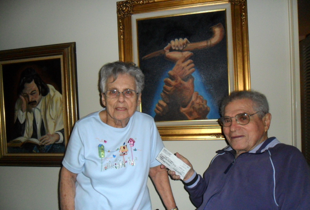 The Weinger family with the original Great Shofar painting